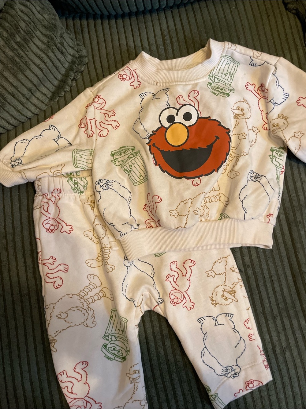 4/$50 Sesame Street Elmo Cream Pajama Set with Multicolor Character Prints